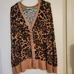 Zenana 3X Leopard Print snap front Cardigan Sweater
